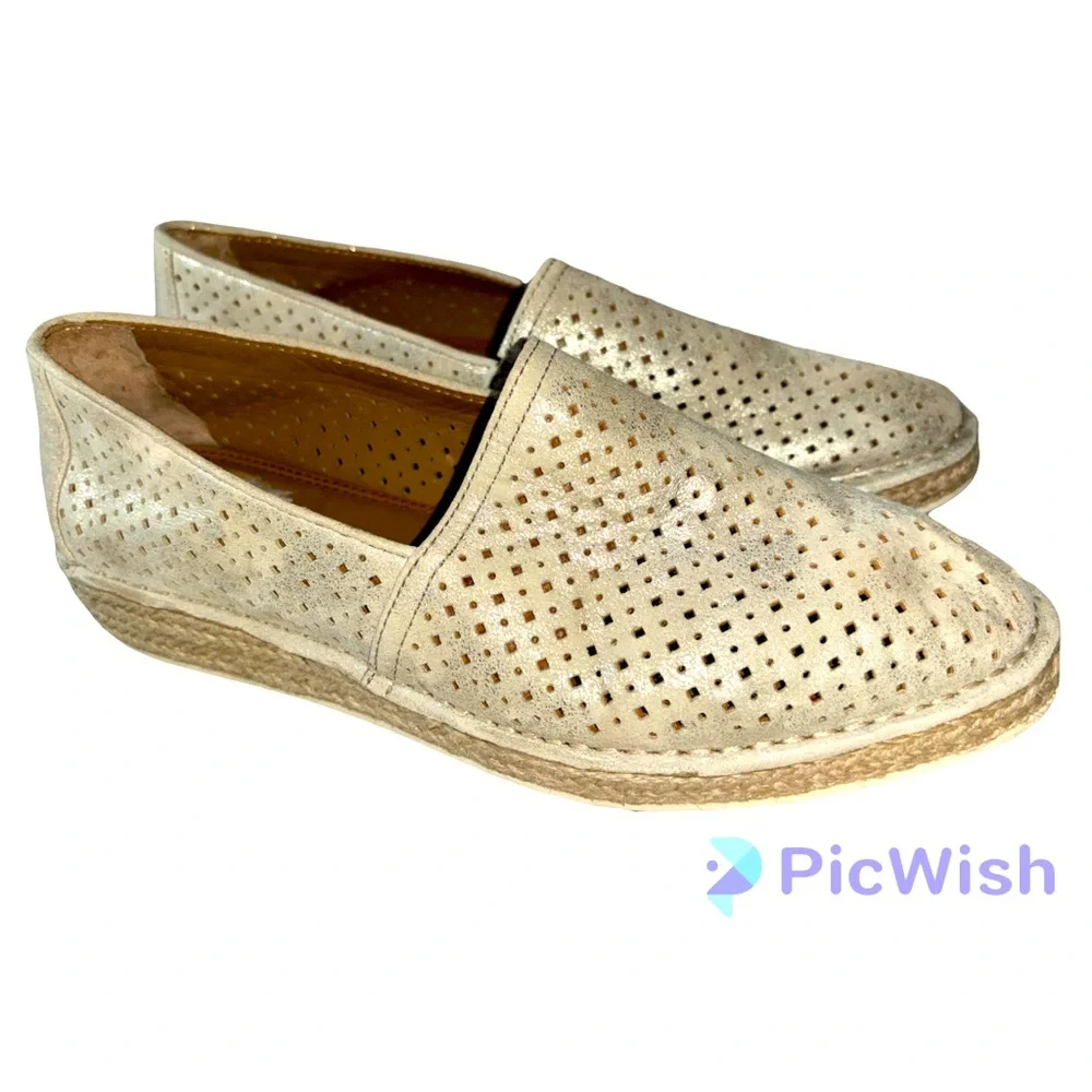 Trask Metallic Bone Leather Espadrilles